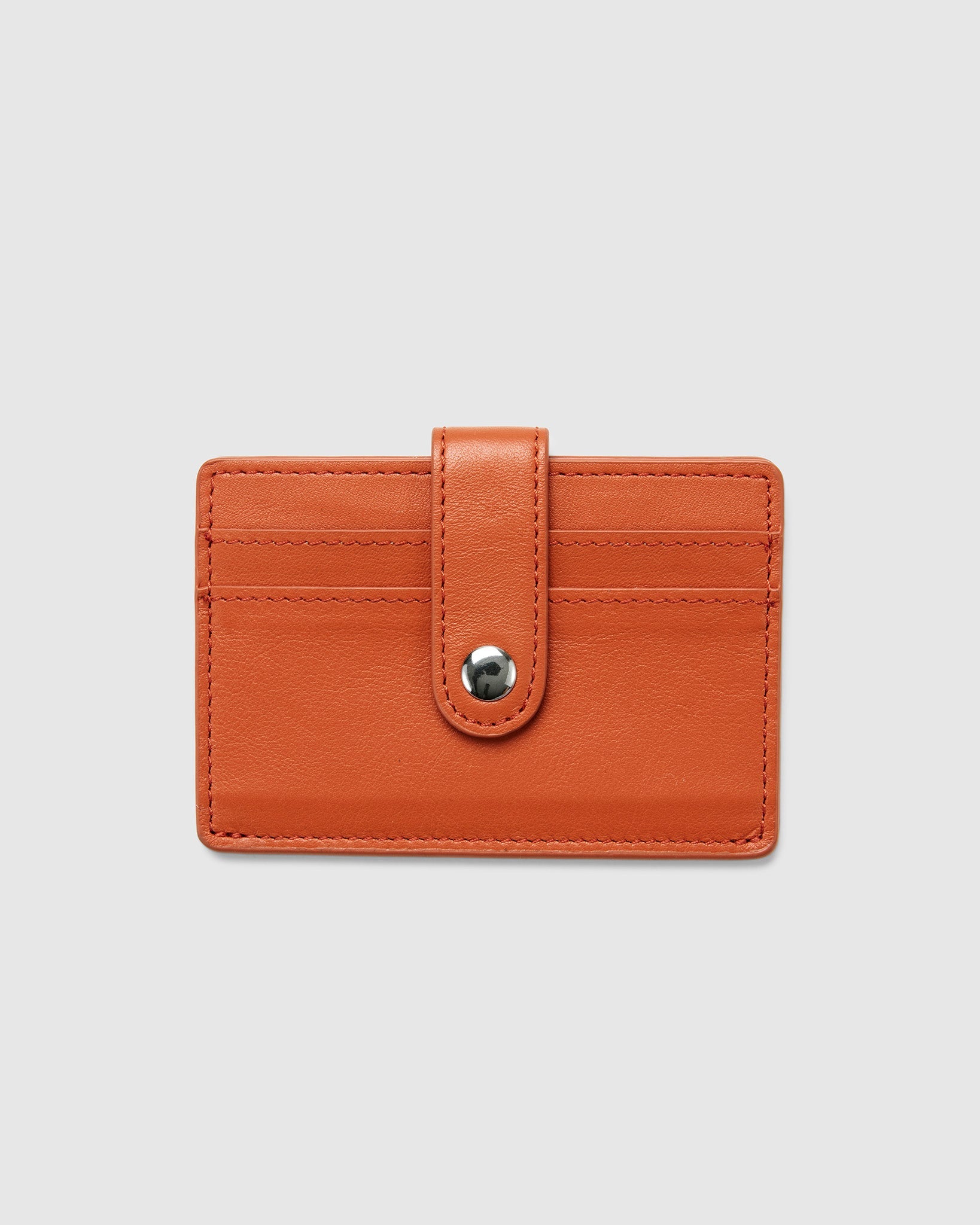 Orange Leather RFID Card Holder with Button Globite