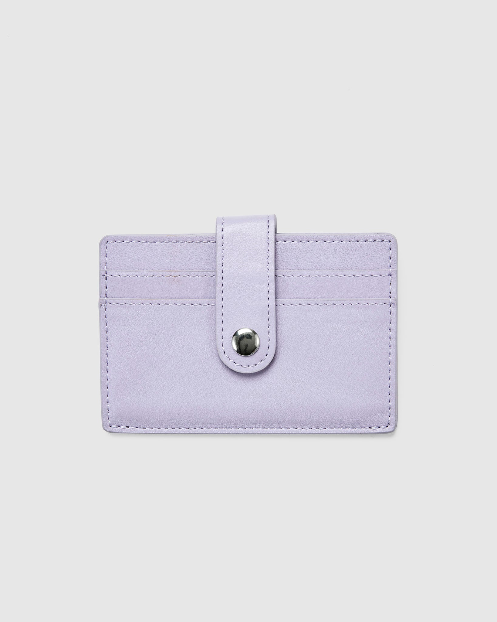 Leather Card Holder with Button in Lilac
