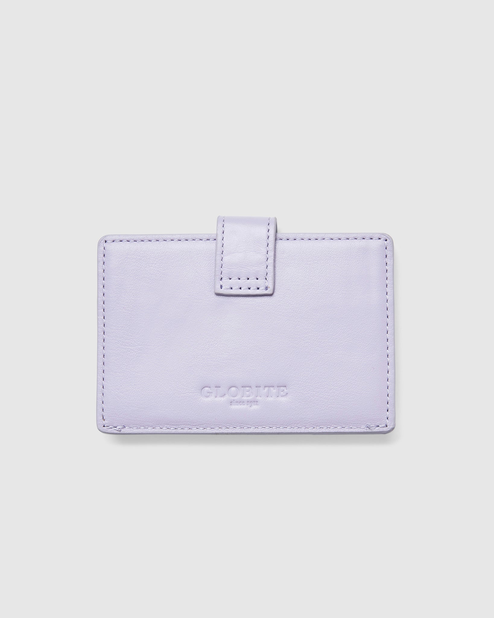 Leather Card Holder with Button in Lilac