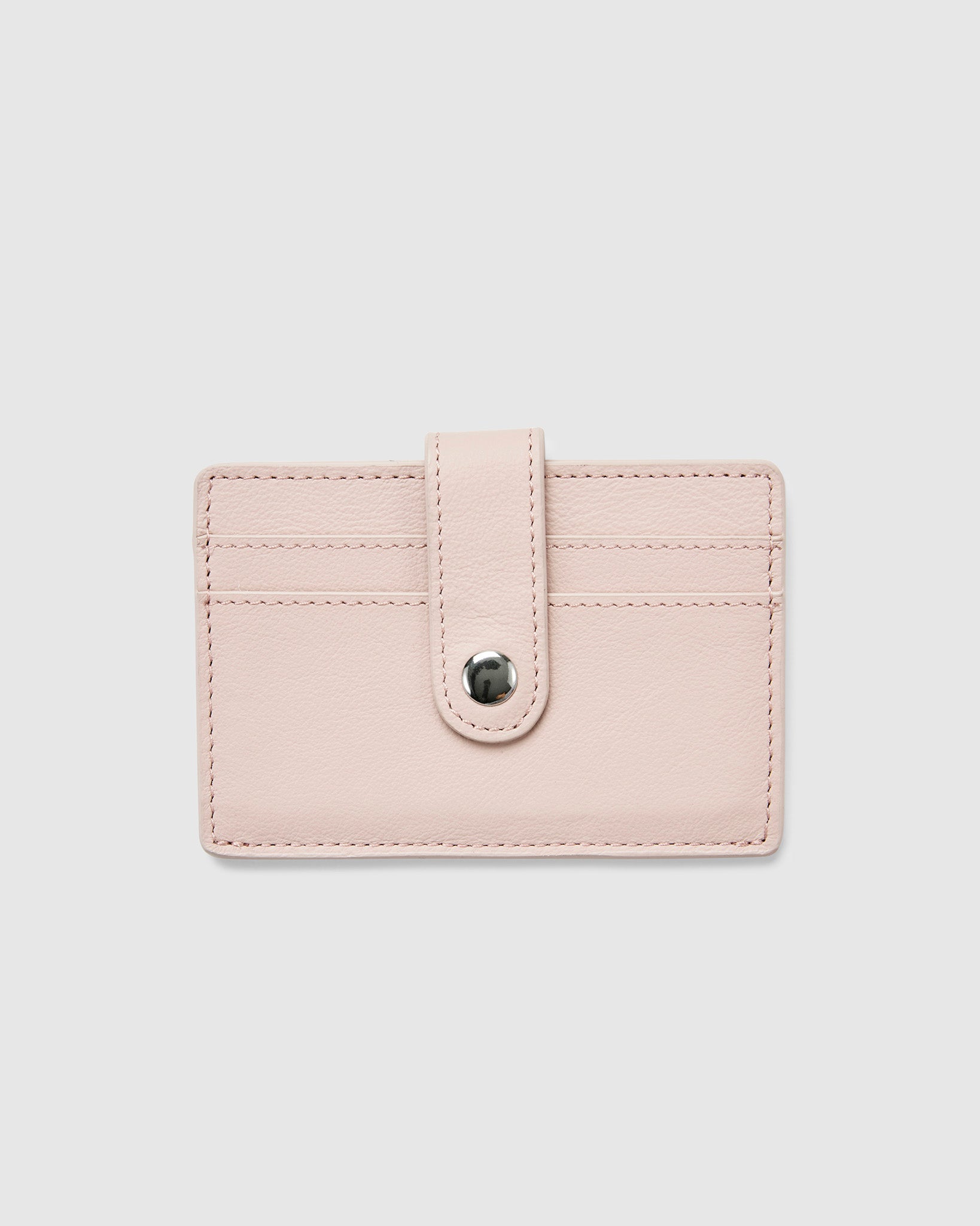 Leather Card Holder with Button in Chic Rose