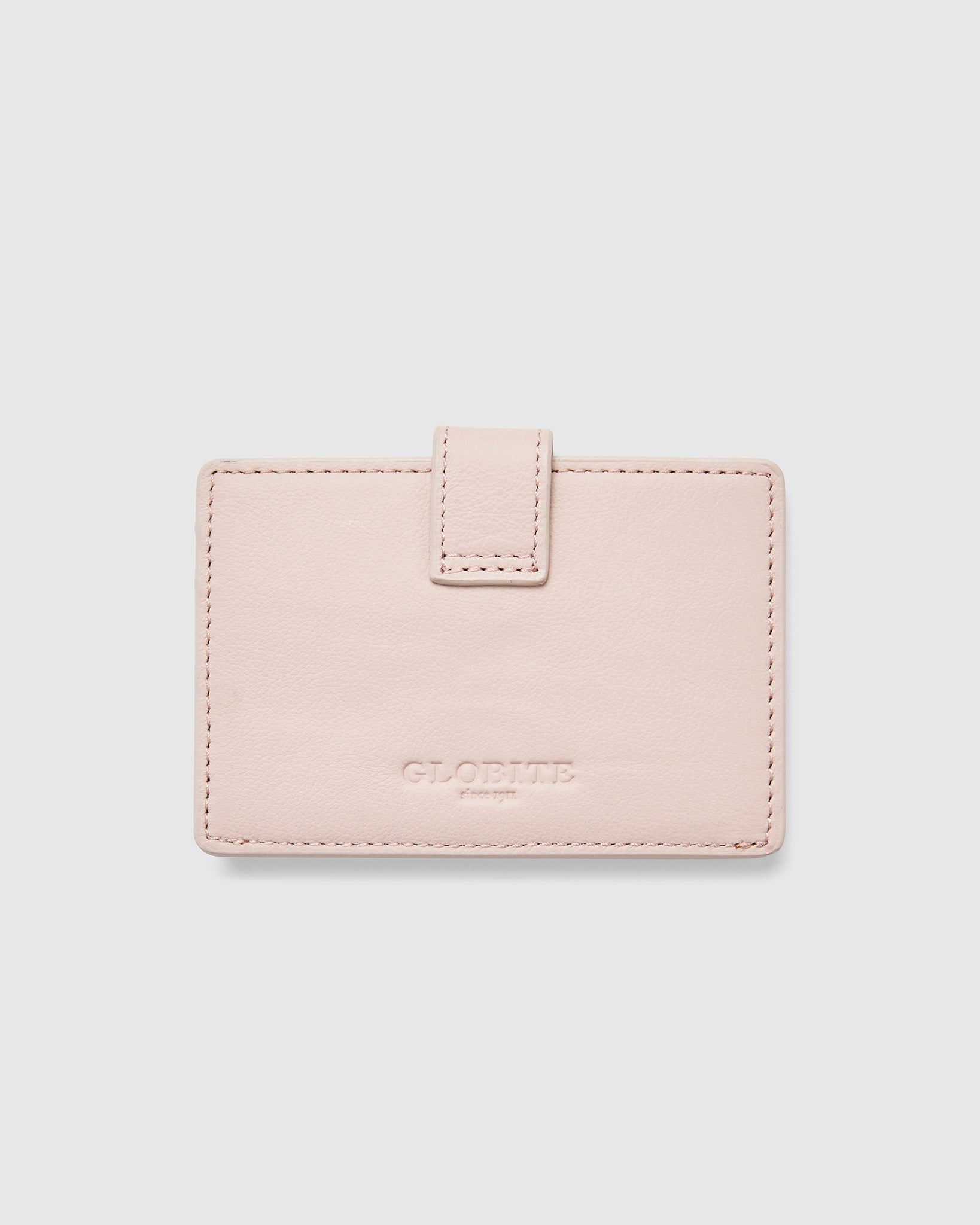 Leather Card Holder with Button in Chic Rose