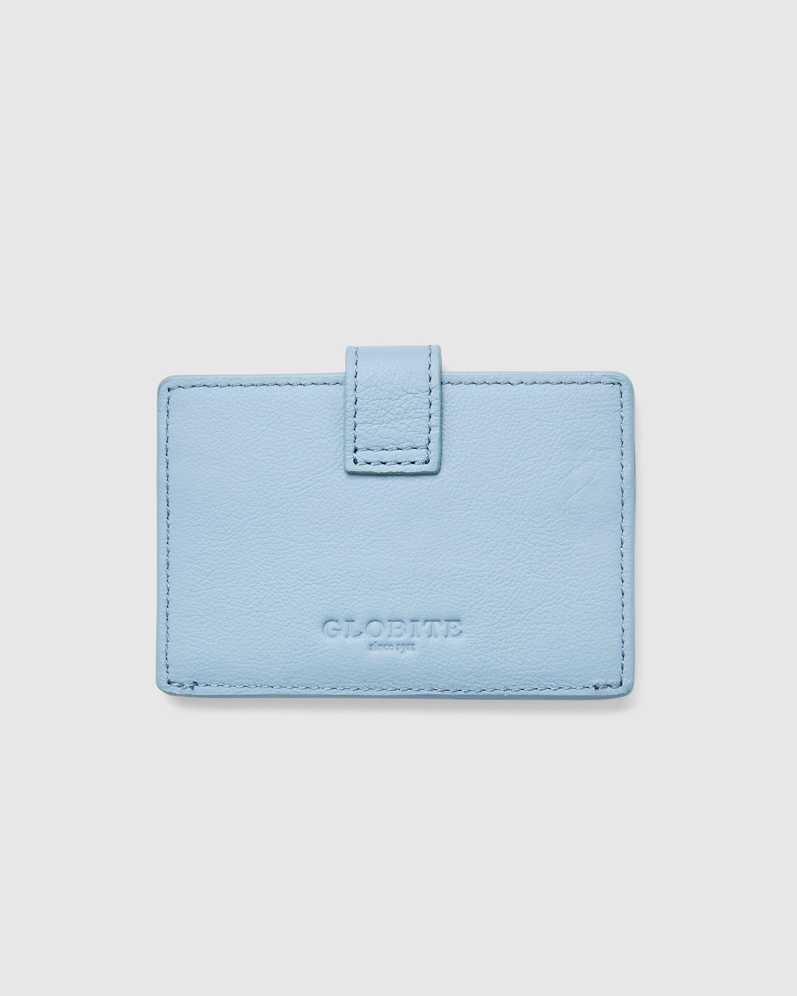 Leather Card Holder with Button in Sky