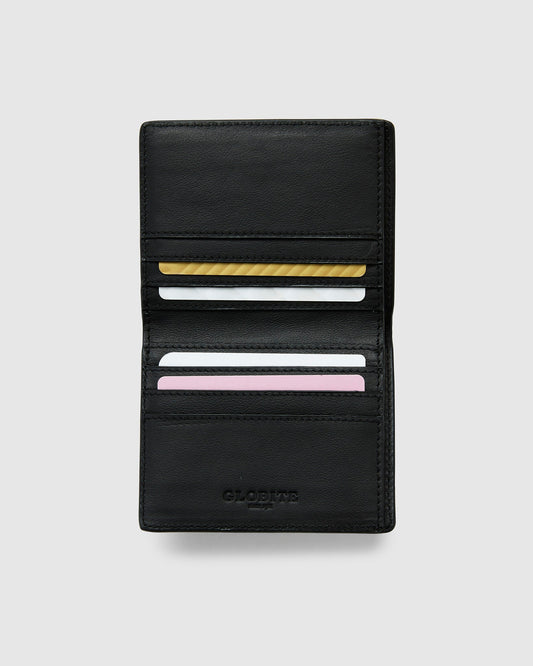 Black Leather Slim Bifold Wallet - Globite