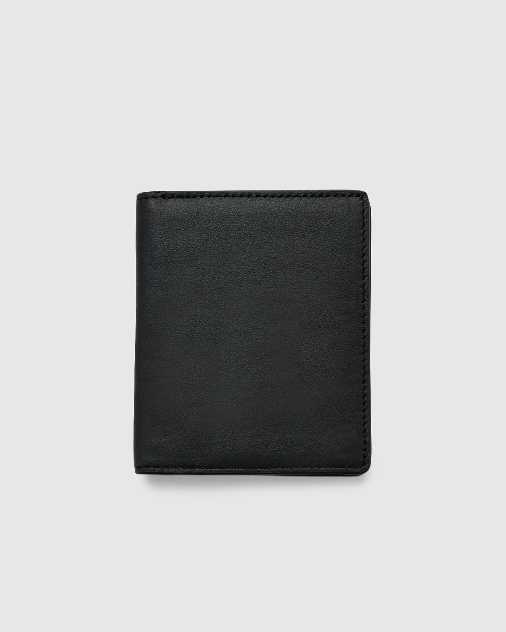 Black Leather Slim Bifold Wallet - Globite