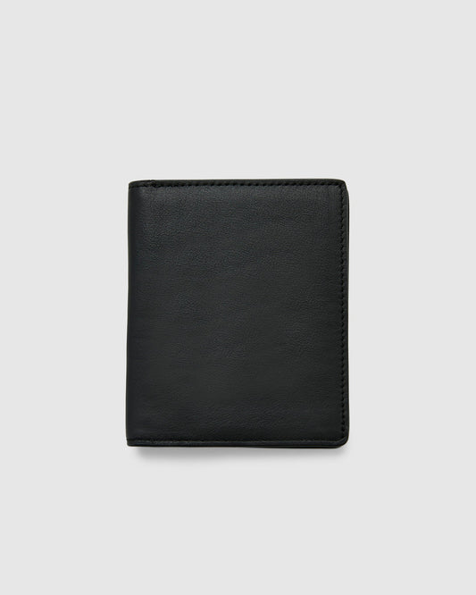 Black Leather Slim Bifold Wallet - Globite