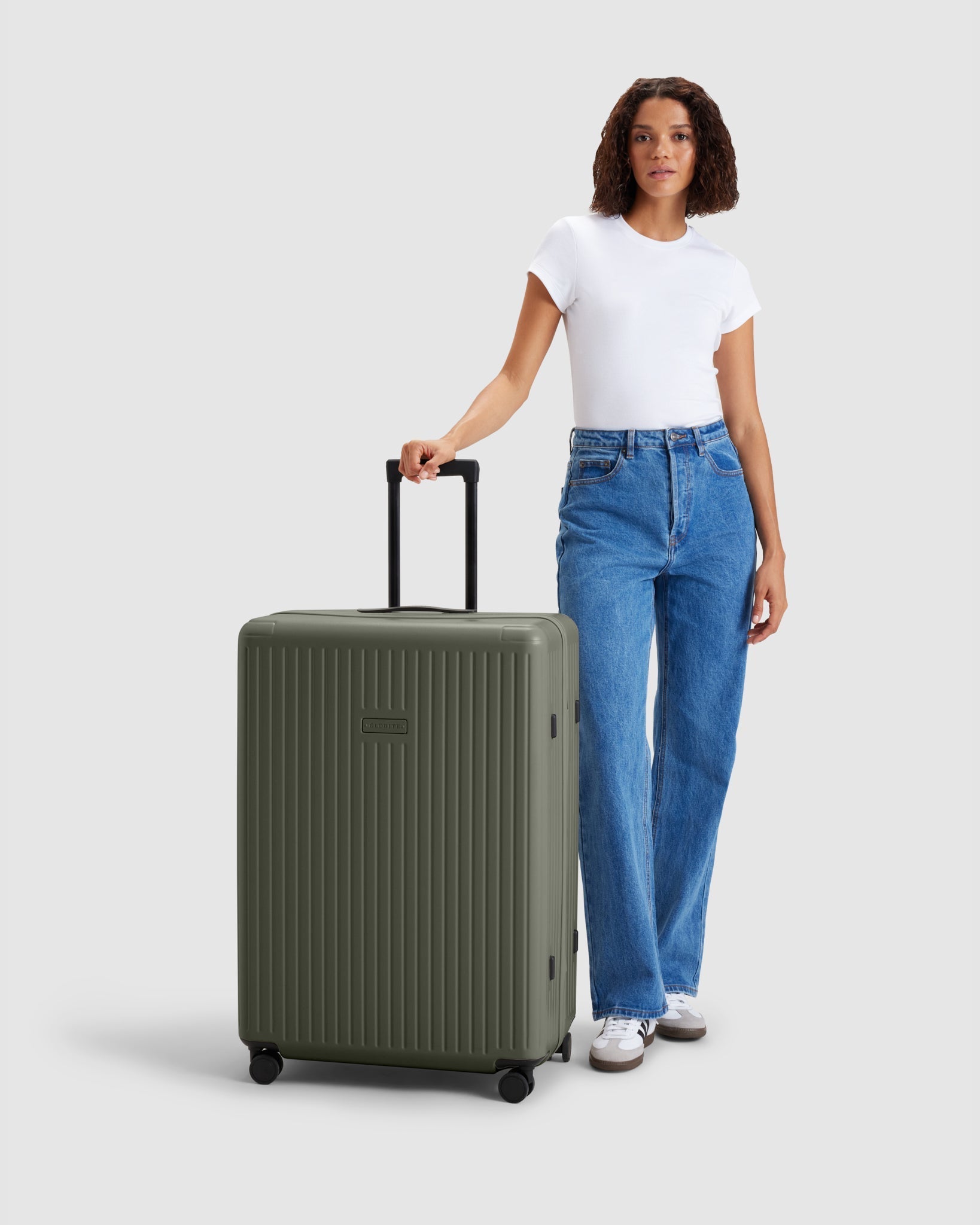 Expandable Large Check In Suitcase - Olivine Green - Globite