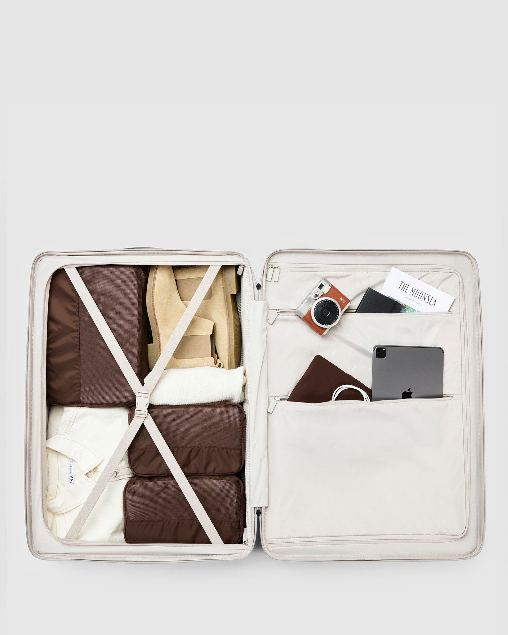 Expandable Large Check In Suitcase - Oyster Beige - Globite