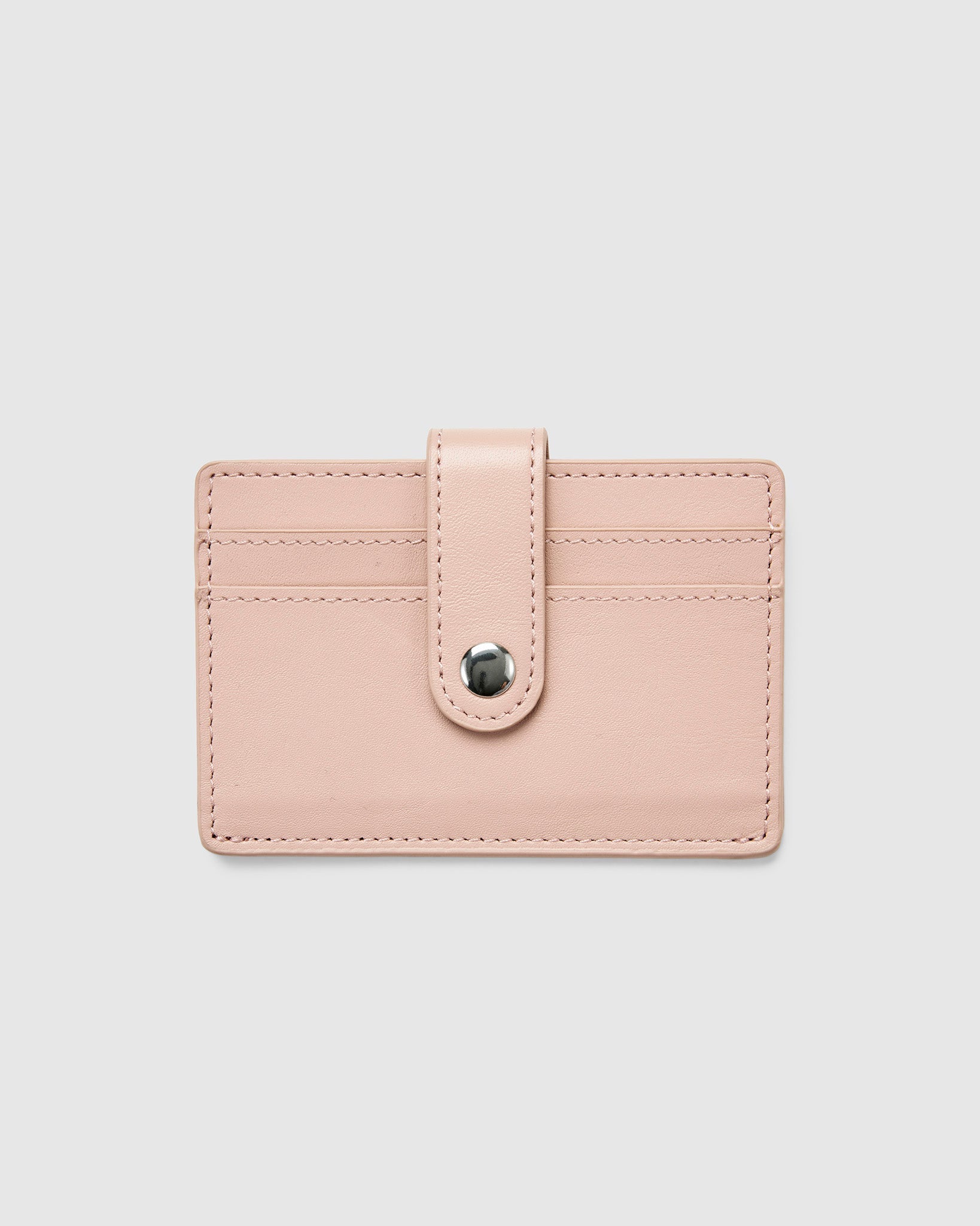 Leather Card Holder with Button - Brush Pink - Globite