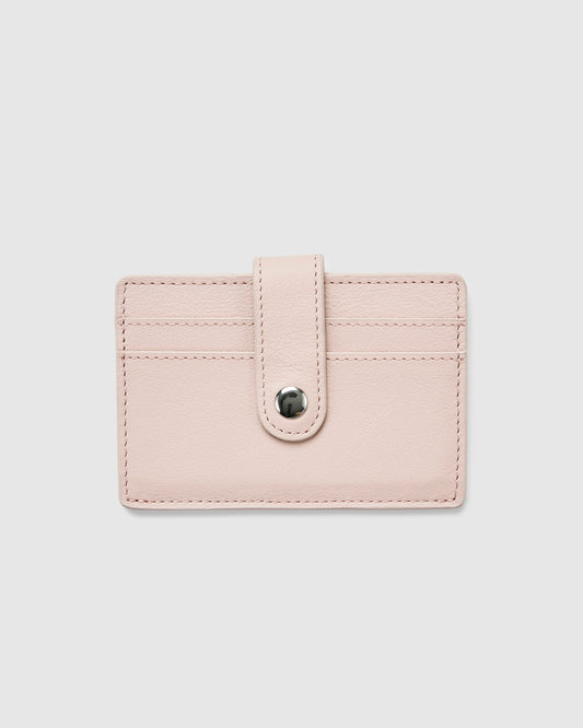 Leather Card Holder with Button - Chic Rose - Globite