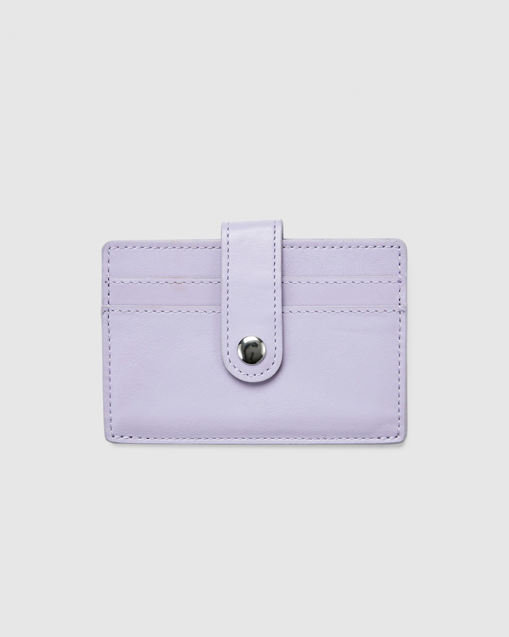 Leather Card Holder with Button - Lilac - Globite