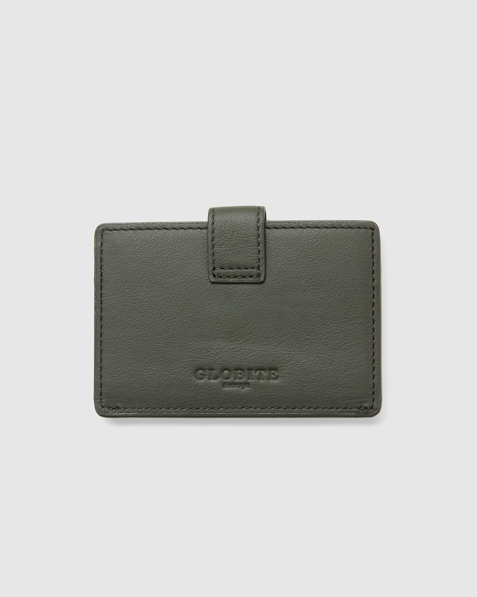 Leather Card Holder with Button - Orage Grey - Globite