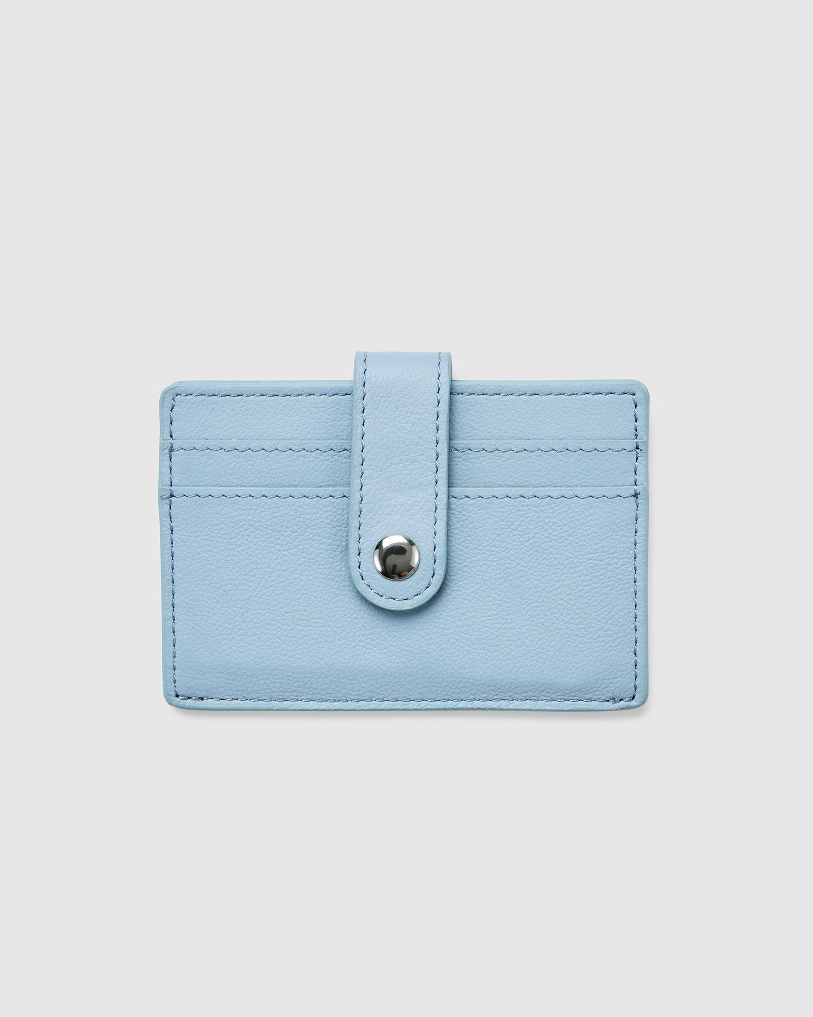 Leather Card Holder with Button - Sky - Globite