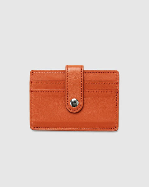 Orange Leather RFID Card Holder with Button | Globite