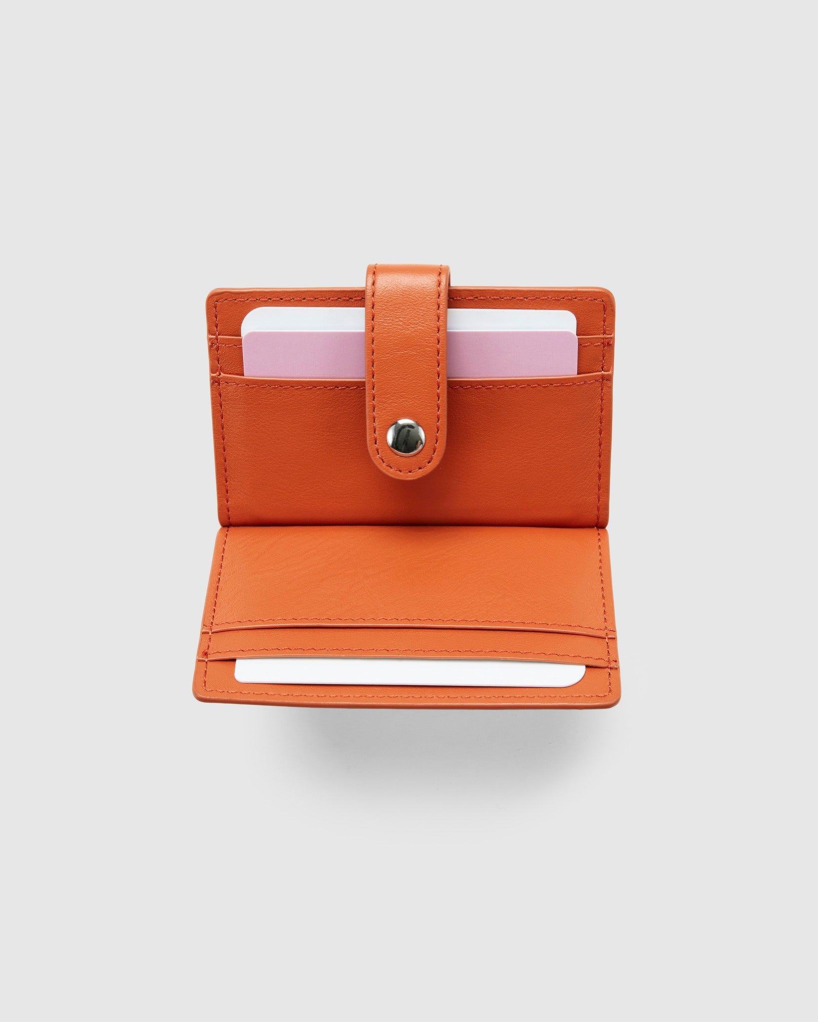 Leather Card Holder with Button - Squash Orange - Globite