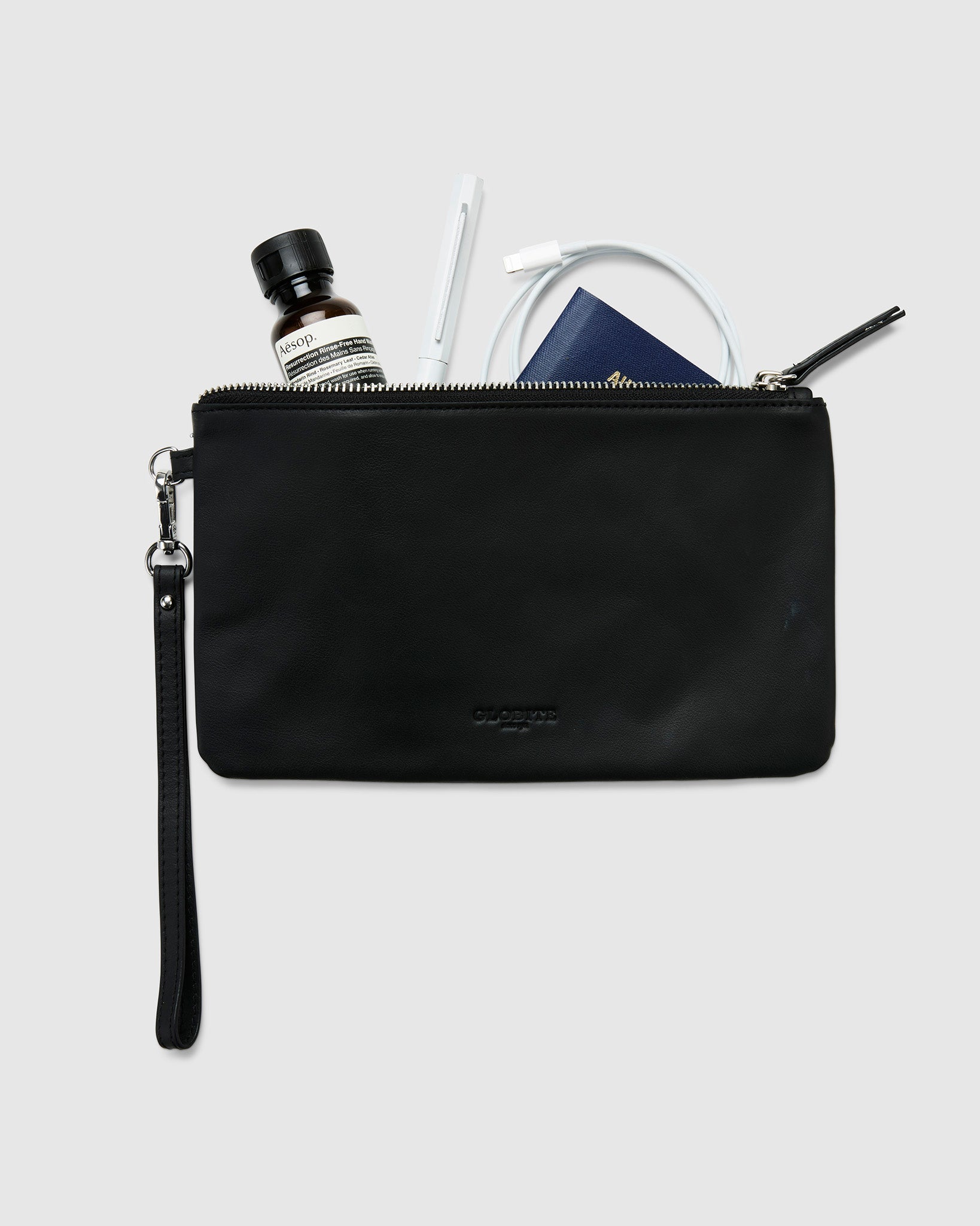 Leather Clutch Travel Pouch - Black - Globite