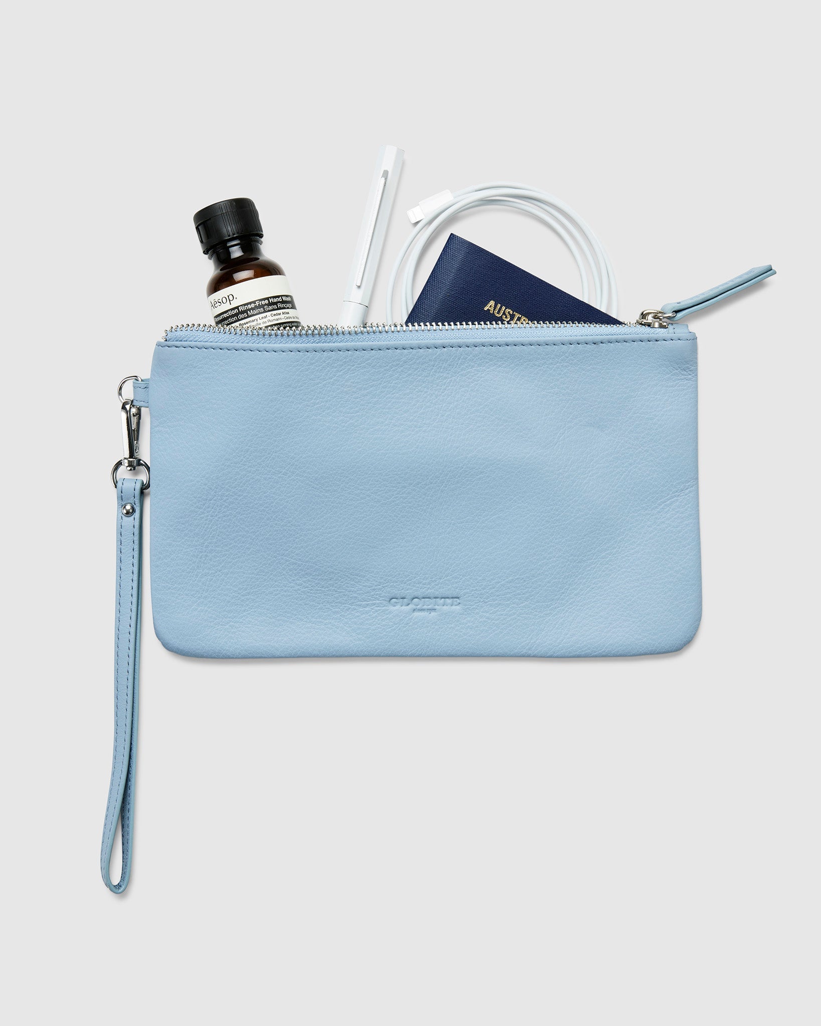 Leather Clutch Travel Pouch - Sky - Globite