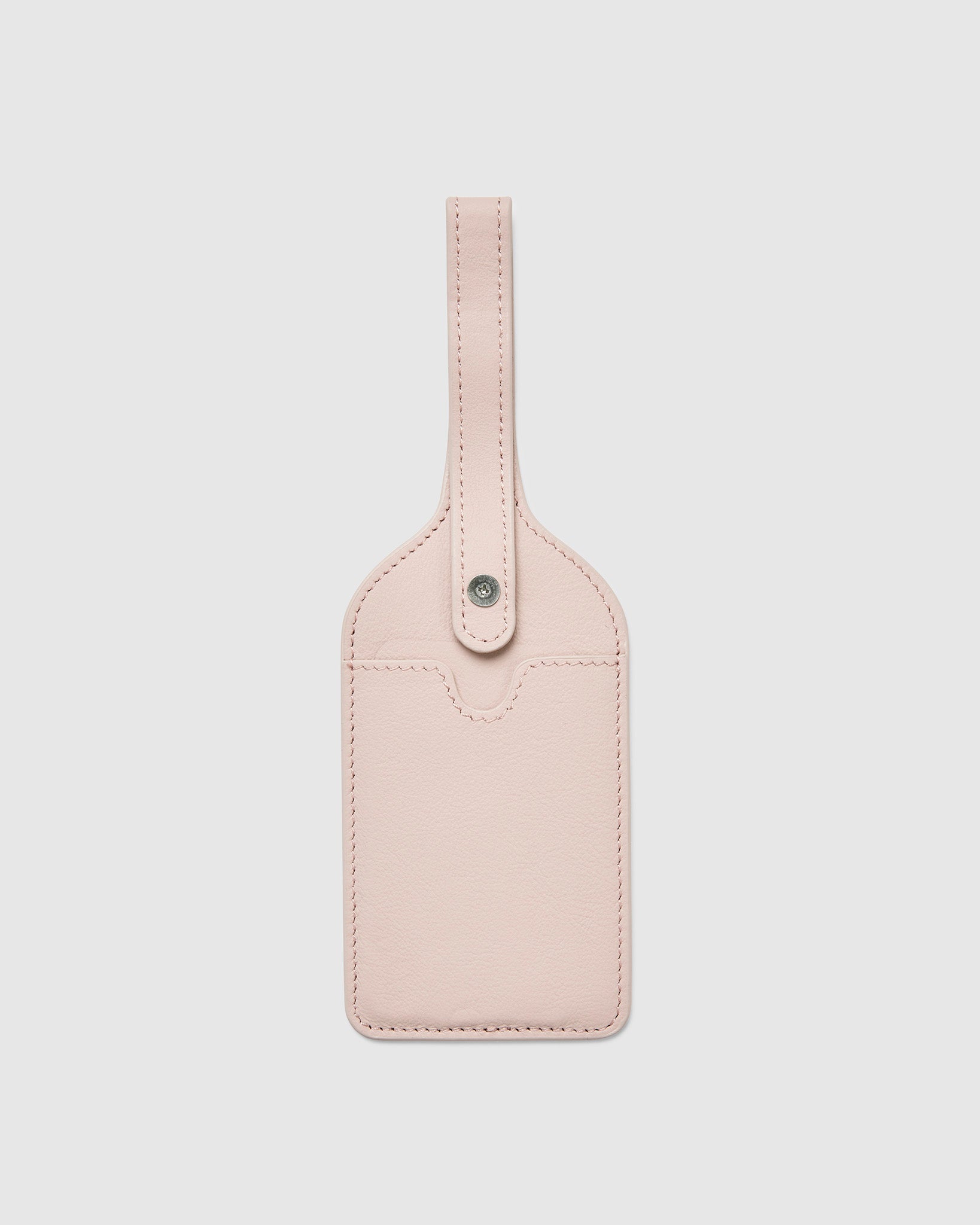 Rose Pink Leather Luggage Tag Back