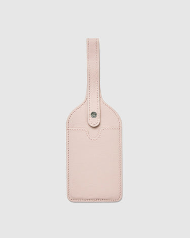 Rose Pink Leather Luggage Tag Back