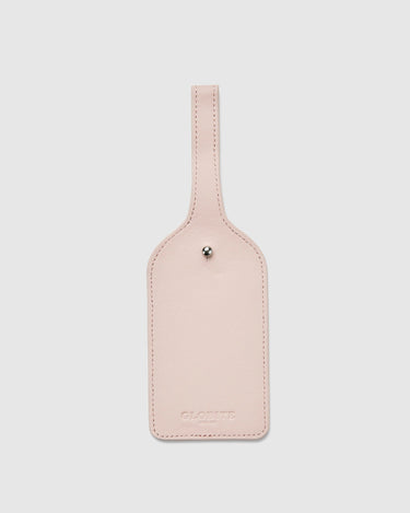 Rose Pink Leather Luggage Tag Front