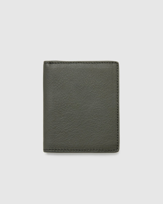 Leather Slim Bifold Wallet - Orange Grey - Globite