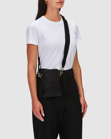 Stella Quilted Crossbody Phone Bag - Onyx Black - Globite