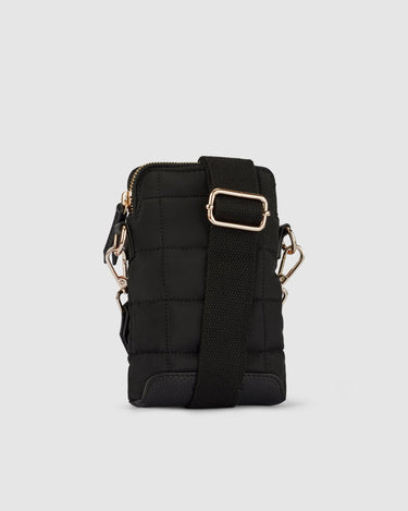 Stella Quilted Crossbody Phone Bag - Onyx Black - Globite