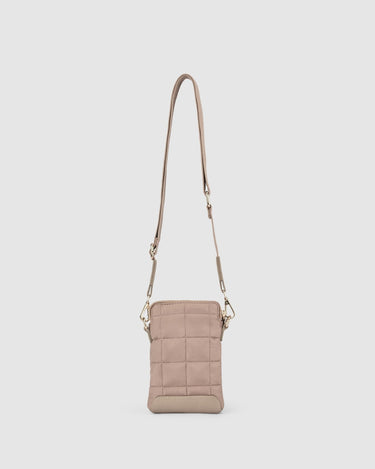 Stella Quilted Crossbody Phone Bag - Taupe - Globite