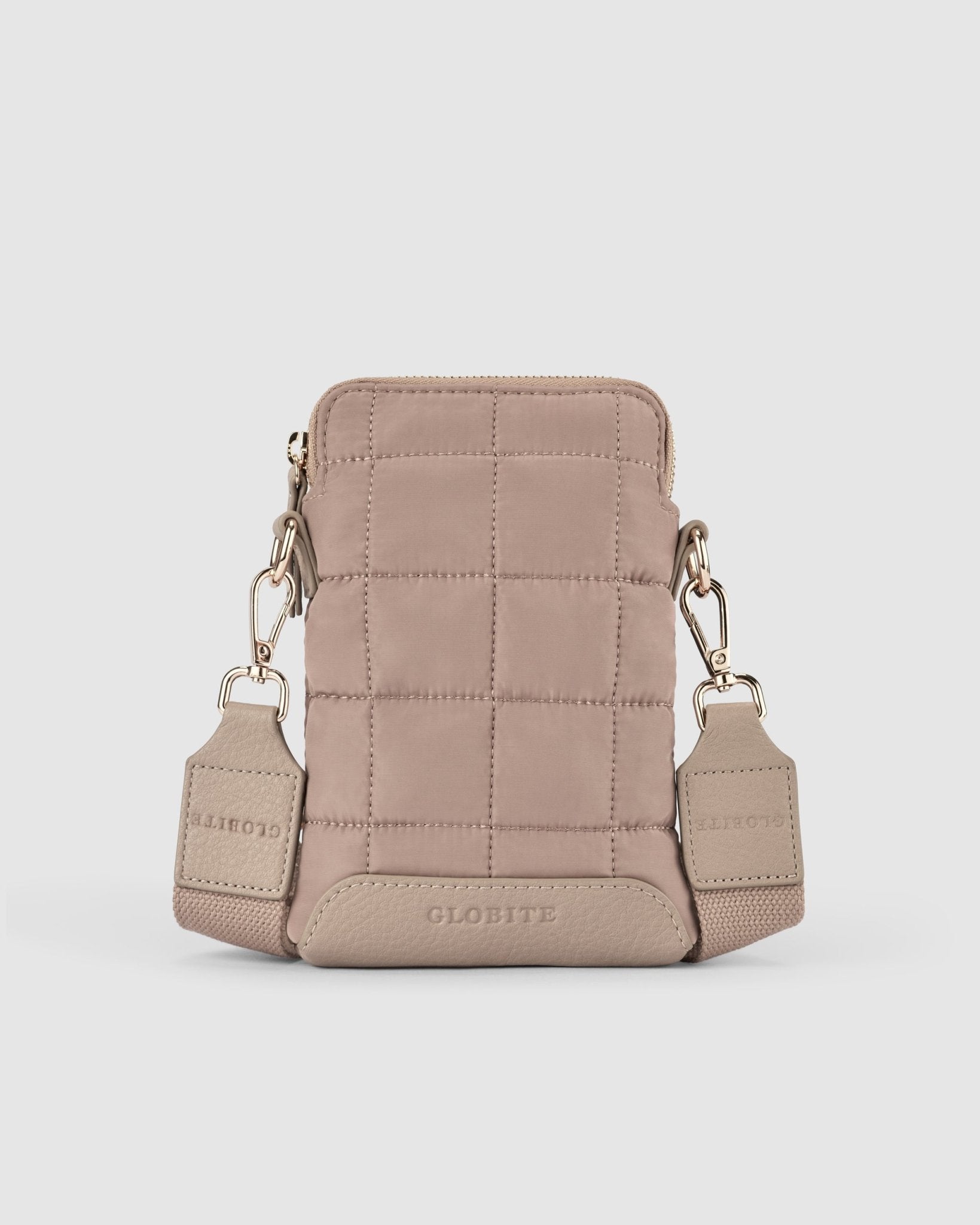 Stella Quilted Crossbody Phone Bag - Taupe - Globite