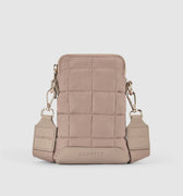 Stella Quilted Crossbody Phone Bag - Taupe - Globite