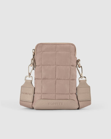 Stella Quilted Crossbody Phone Bag - Taupe - Globite