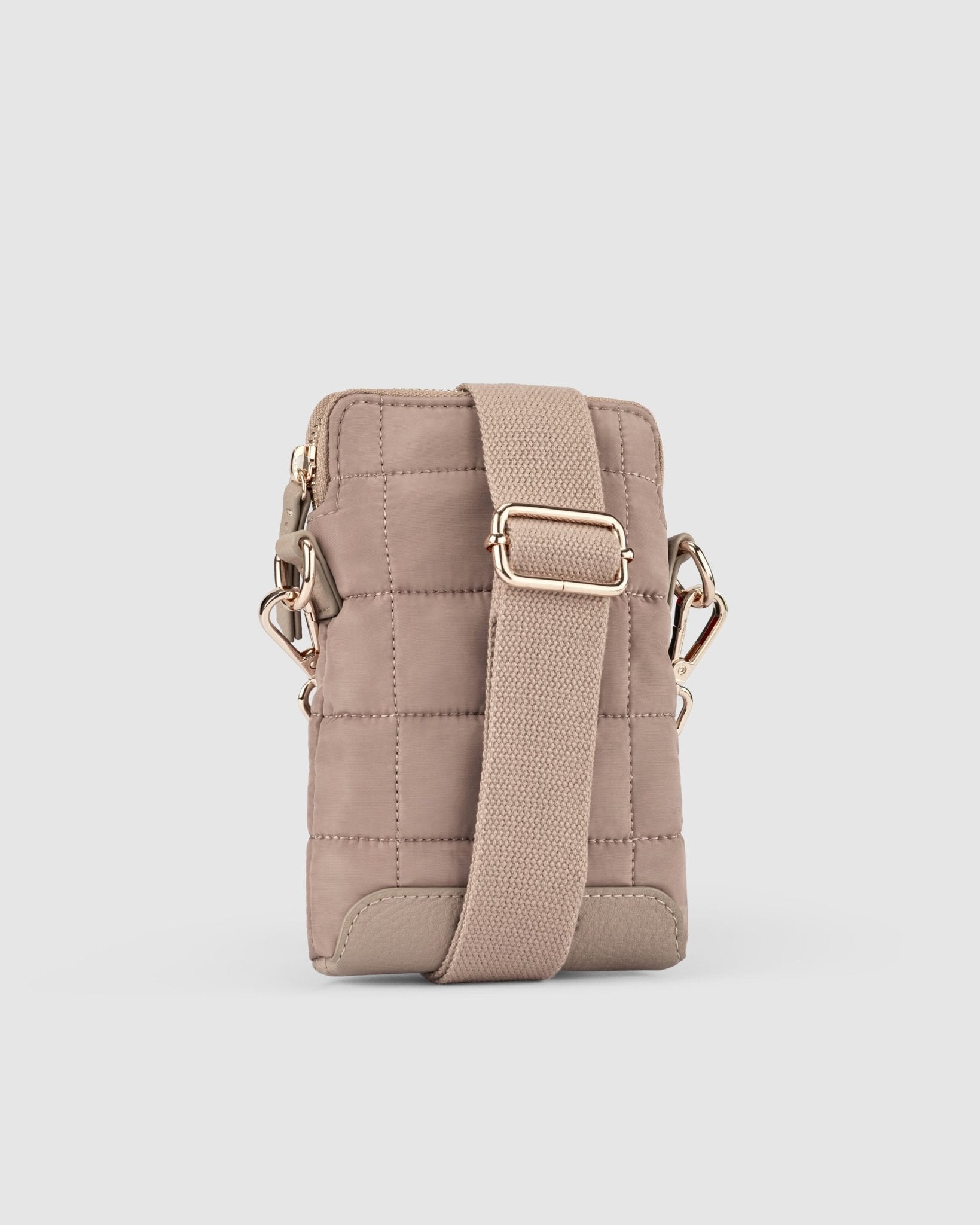 Stella Quilted Crossbody Phone Bag - Taupe - Globite