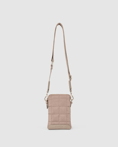 Stella Quilted Crossbody Phone Bag - Taupe - Globite