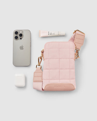 Stella Quilted Crossbody Phone Bag - Whisper Pink - Globite